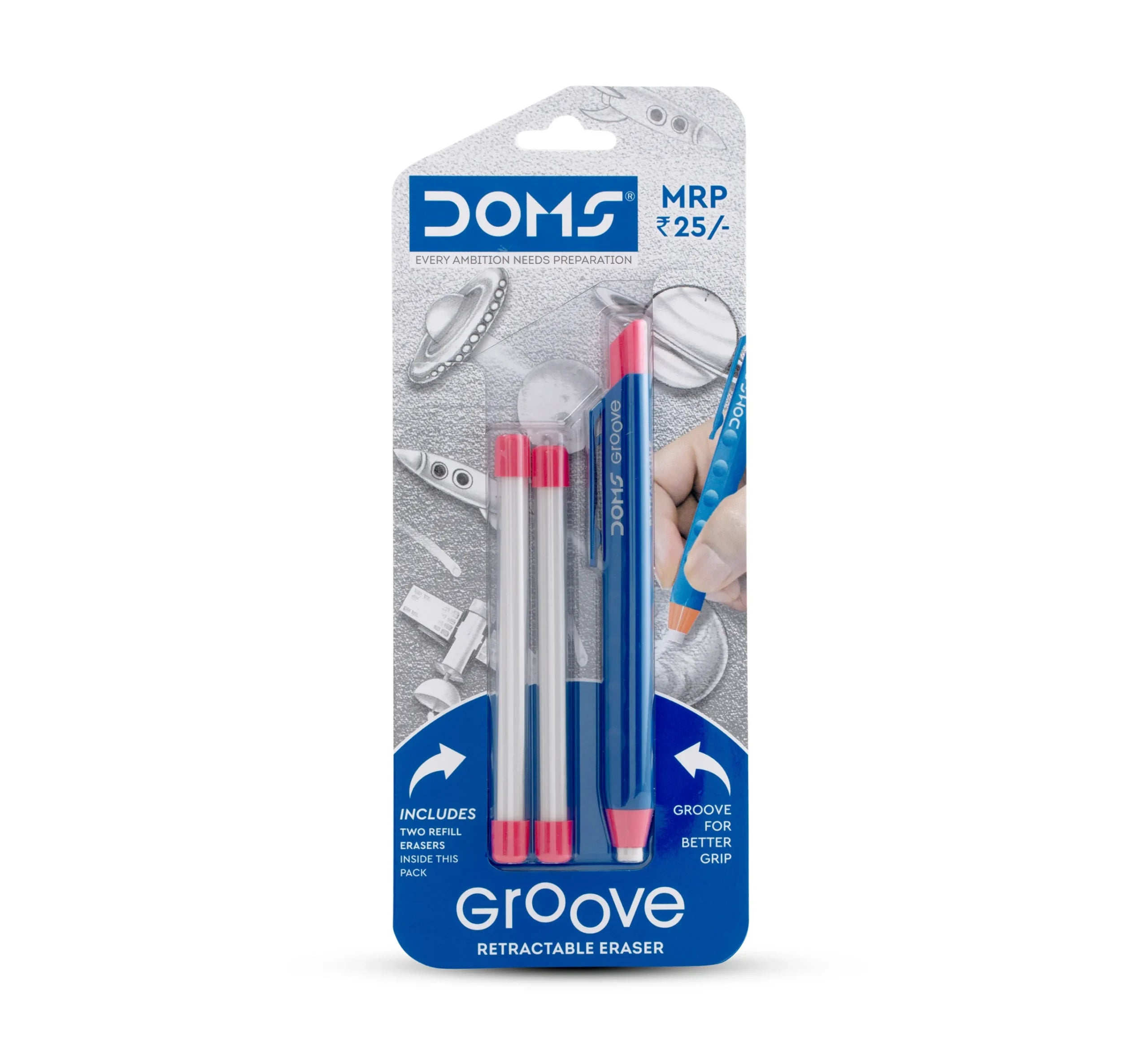 DOMS ERASER 8356 GROOVE RETRACTABLE ERASER DOMS ERASER 8356 GROOVE RETRACTABLE ERASER
